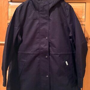 Hunter Women's Rain Jacket, Water Resistant Cotton, Black, Size XL